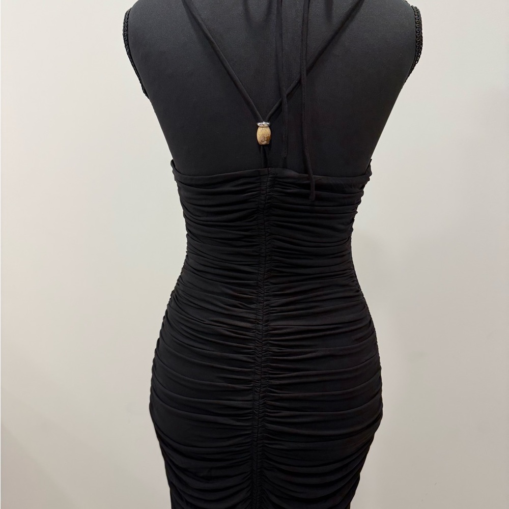ALC Black Ruched Halter Mini Dress - Picture 3 of 5